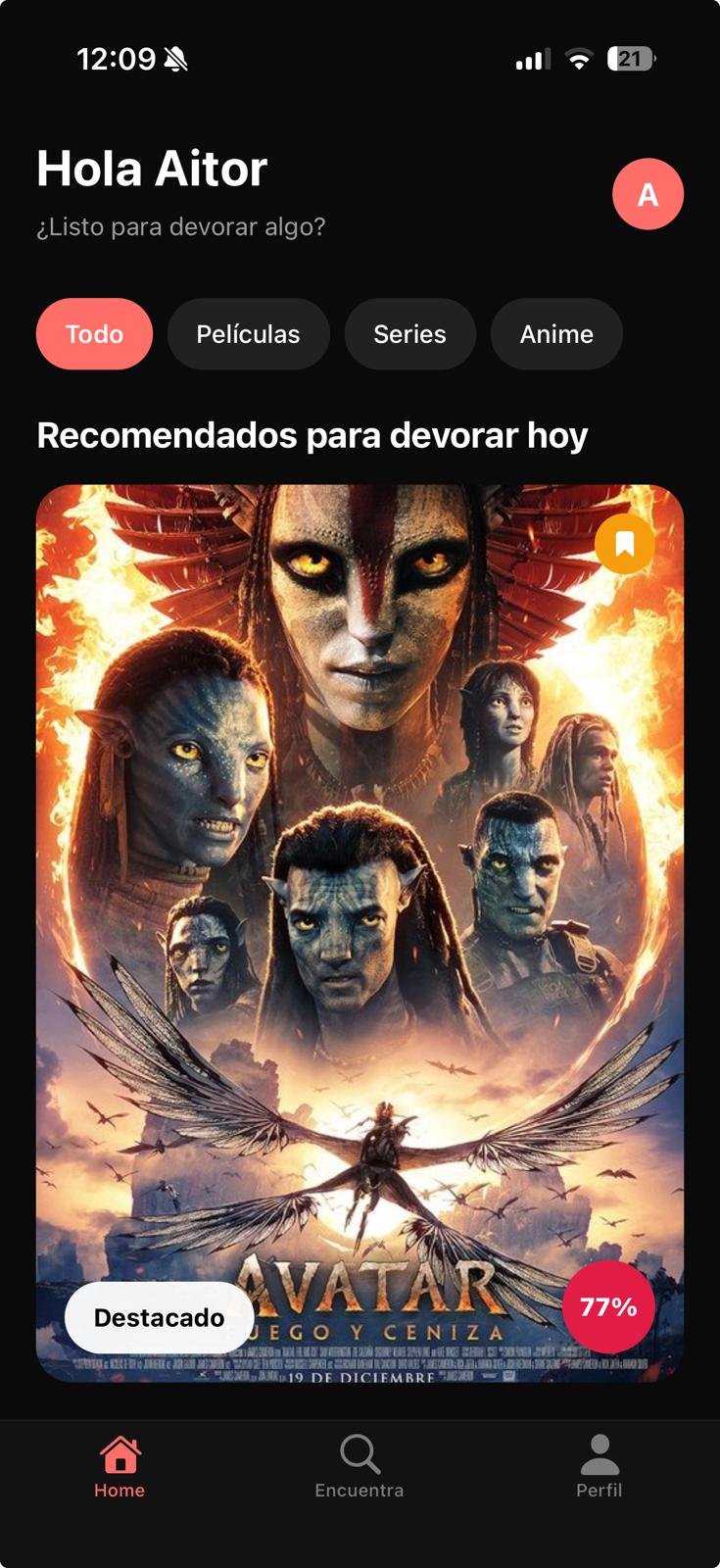 Pantalla principal de Devofilm